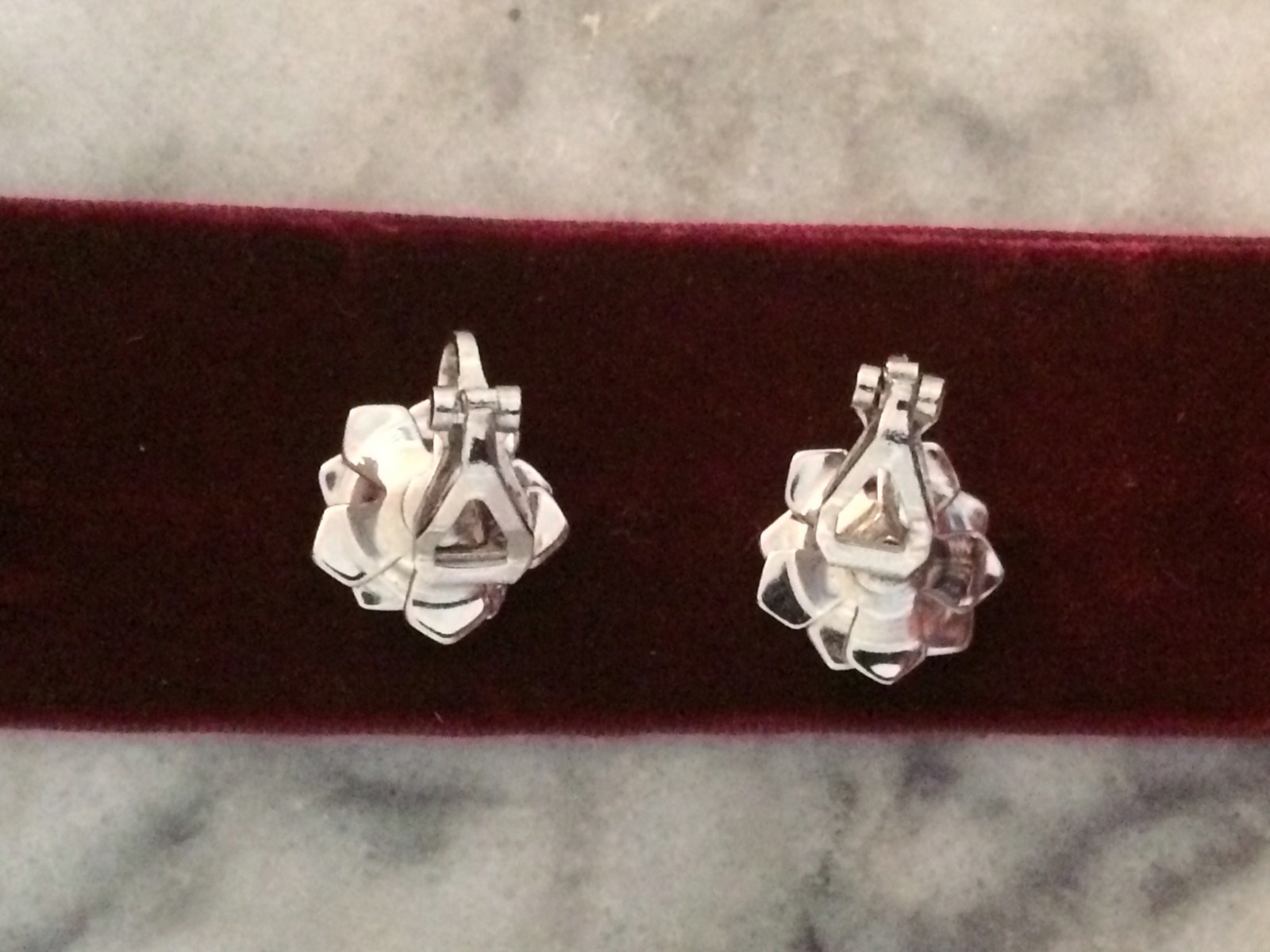 Vintage Silver Metal & Copper English Rose Floral Clip Earrings British Auction