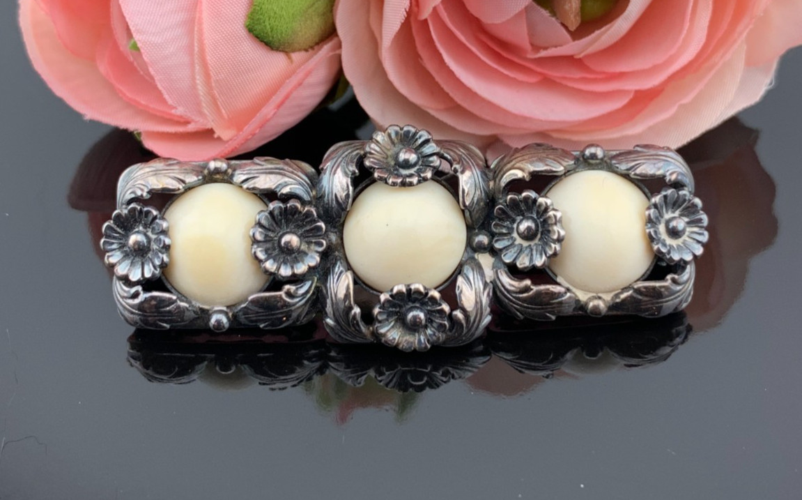 N.E. Niels Erik From Denmark Vintage MCM Sterling Silver Brooch Pin Flowers J515