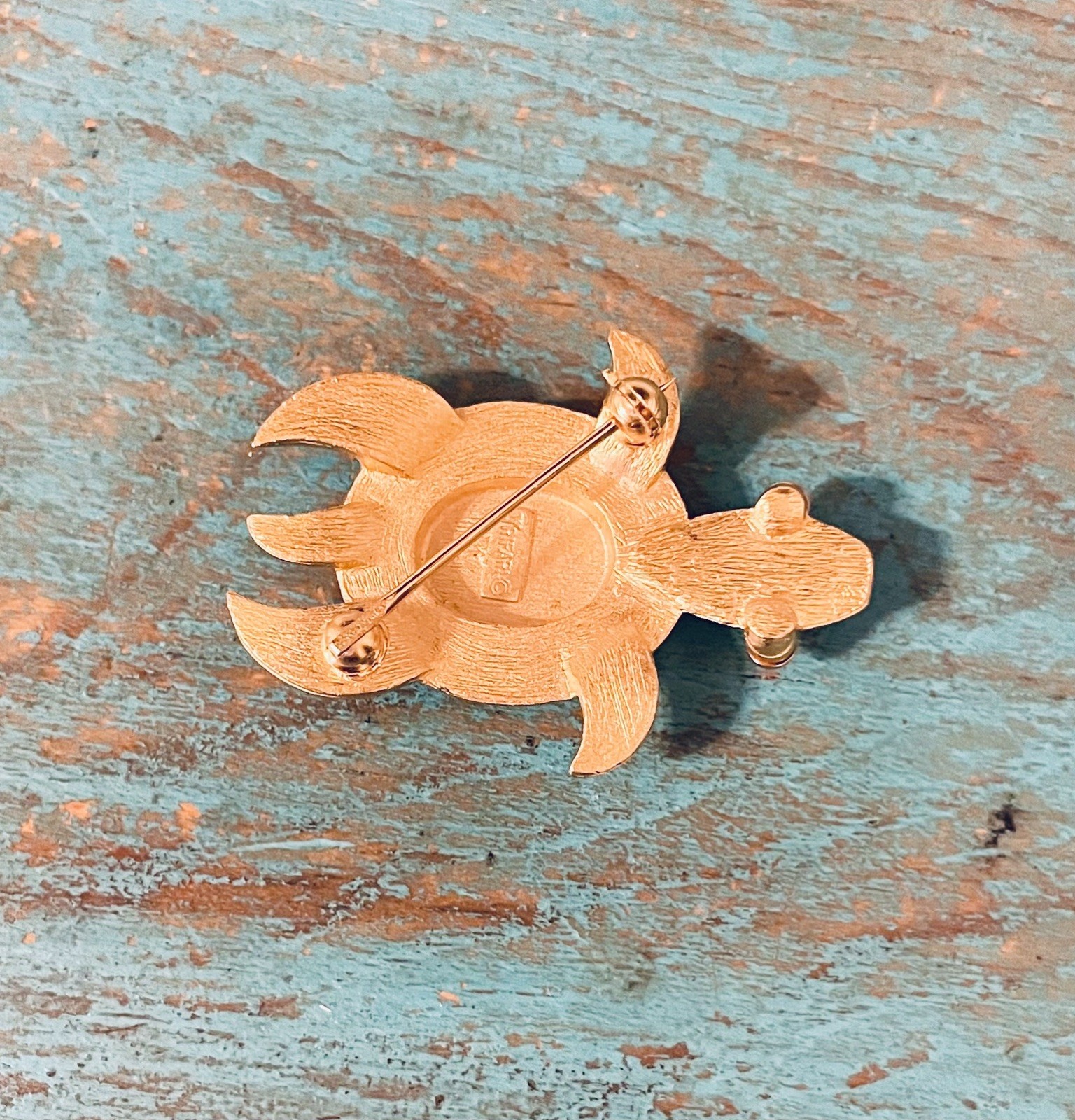 Vintage Signed Trifari Turtle Brooch Gold Tone Collectible Costume Jewelry