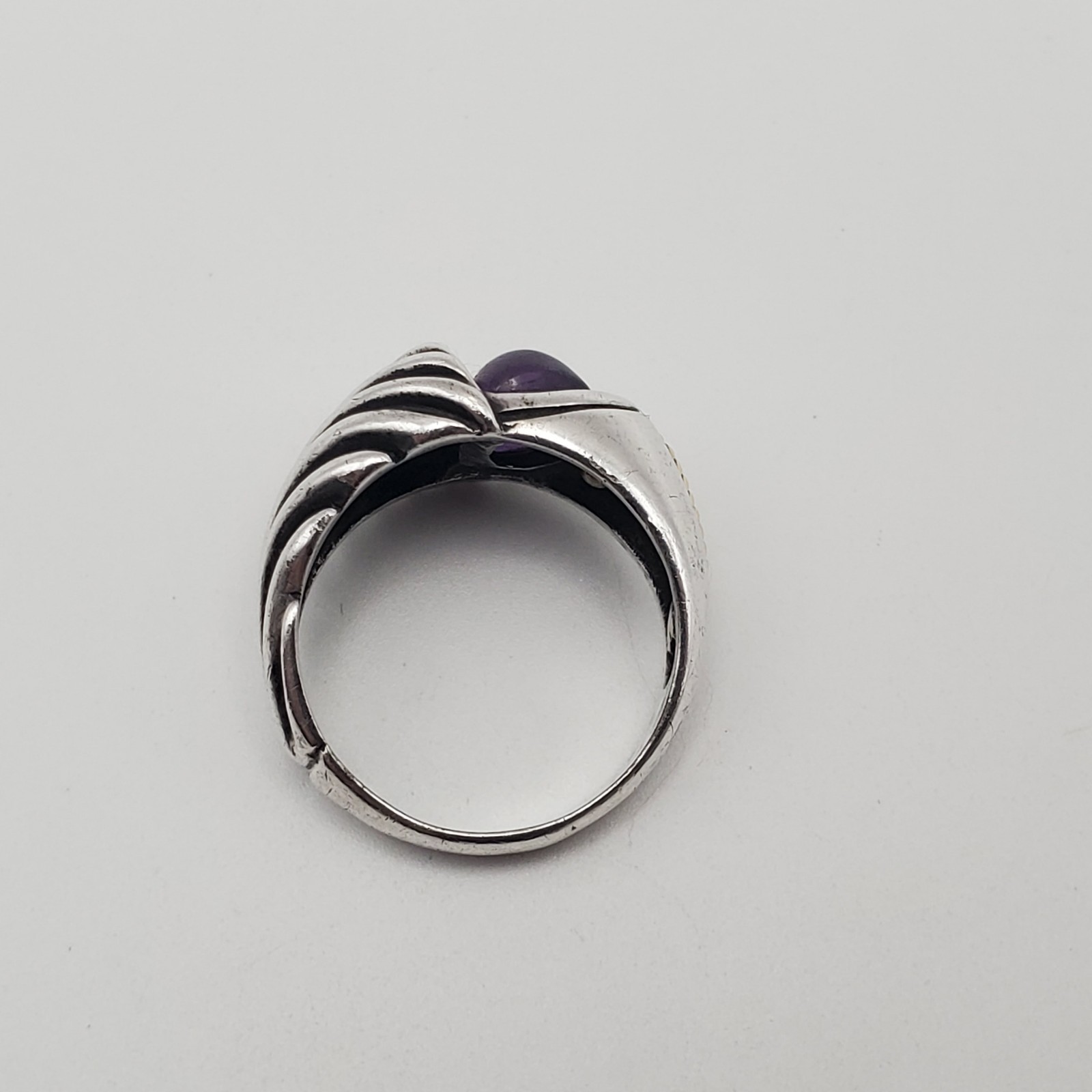 Vintage Sterling Silver & 18K Gold Purple Amethyst Statement Size 6.5