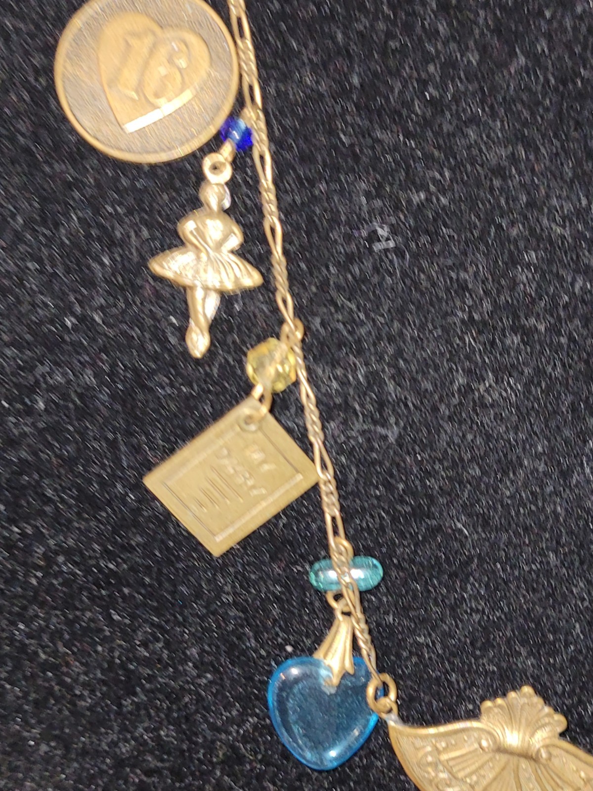 Vintage Glass Works Studio Glass Hearts Charm Chatelain Style Pendant Necklace
