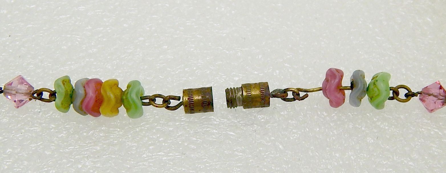 Vintage Czech Glass Flower and Bead Necklace Free Ship