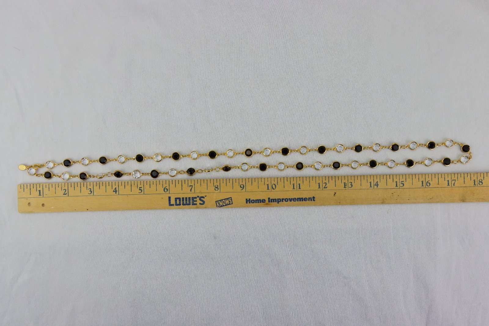 Austrian Crystal USA Open Bezel Link Necklace, Gold Tone, 34gr