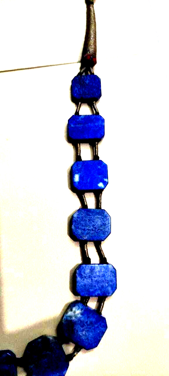 VINTAGE RARE ANTIQUE LAPIS LAZULI OPAQUE BLUE STONE CUT POLISHED 15 NO NECKLESS