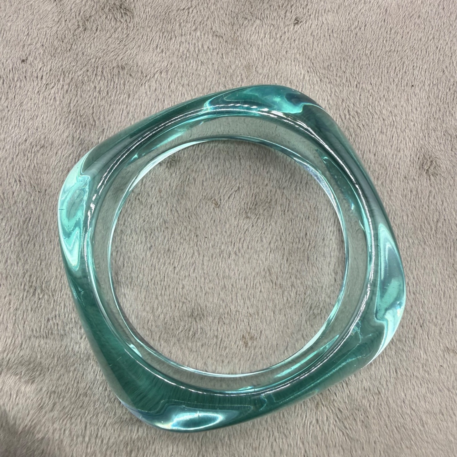 Vintage Aqua Acrylic Bangle Bracelet 8.5”