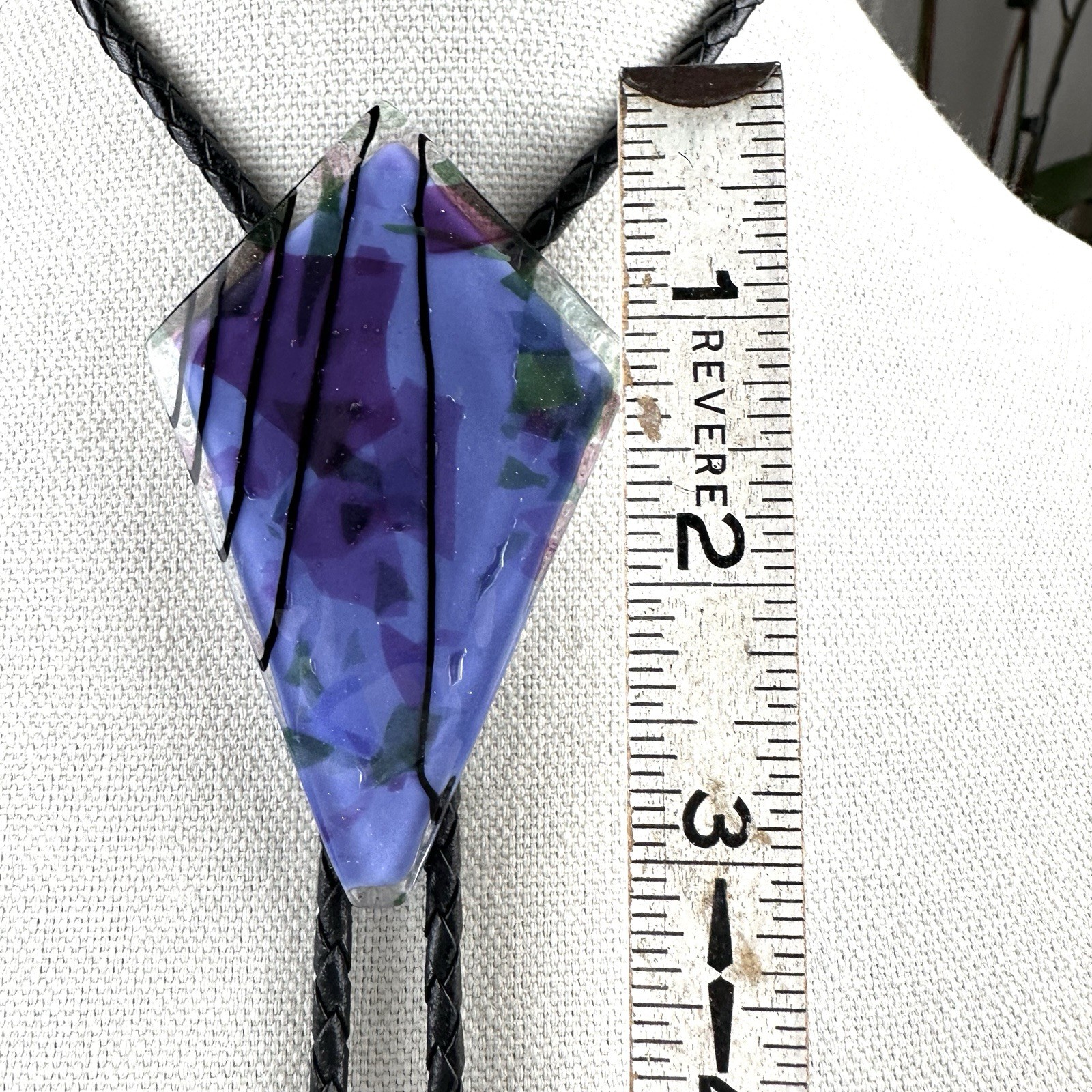 Stunning Large Vintage Fused Glass Western Bolo Tie