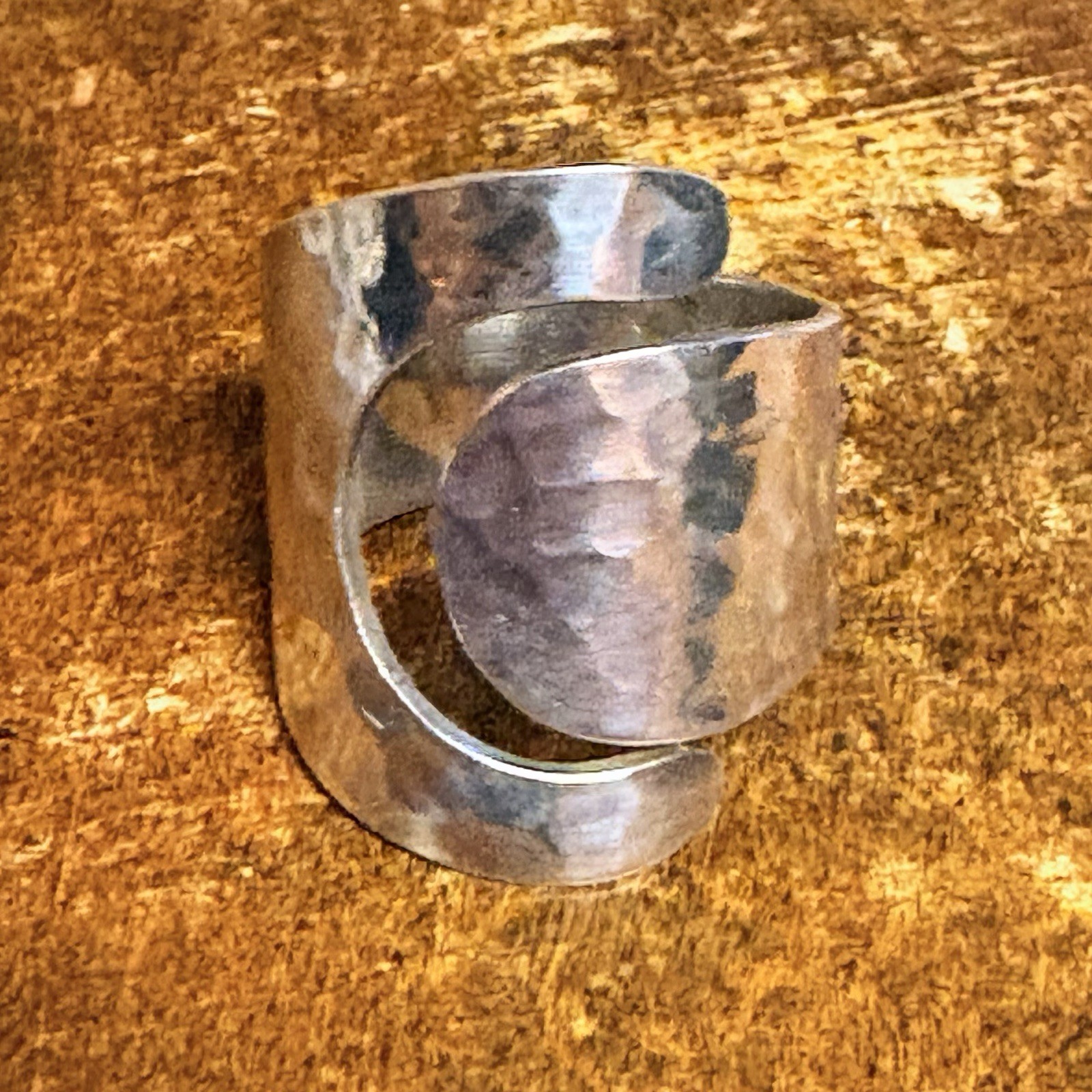 Dominique Dinouart Ring Size 10 Sterling Silver Hammered Modernist Style Vintage
