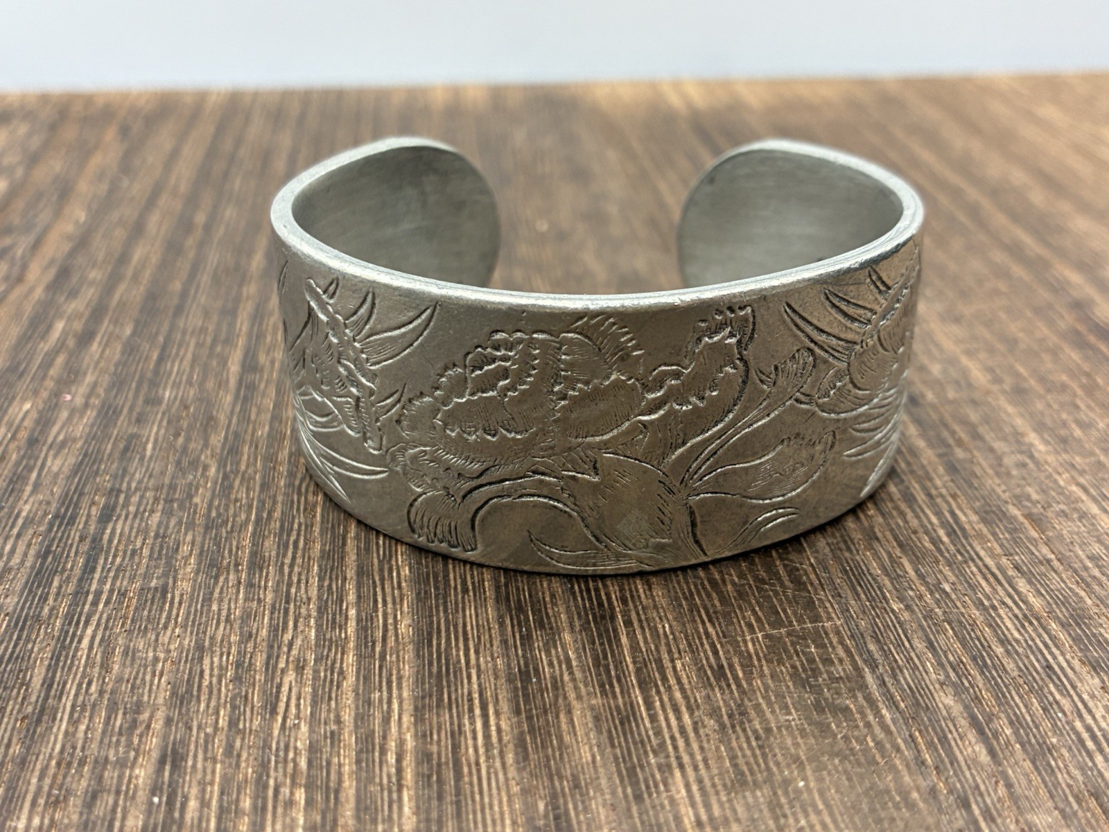 Salisbury Pewter Cuff Bracelet | Carnation “January” Flower Of The Month