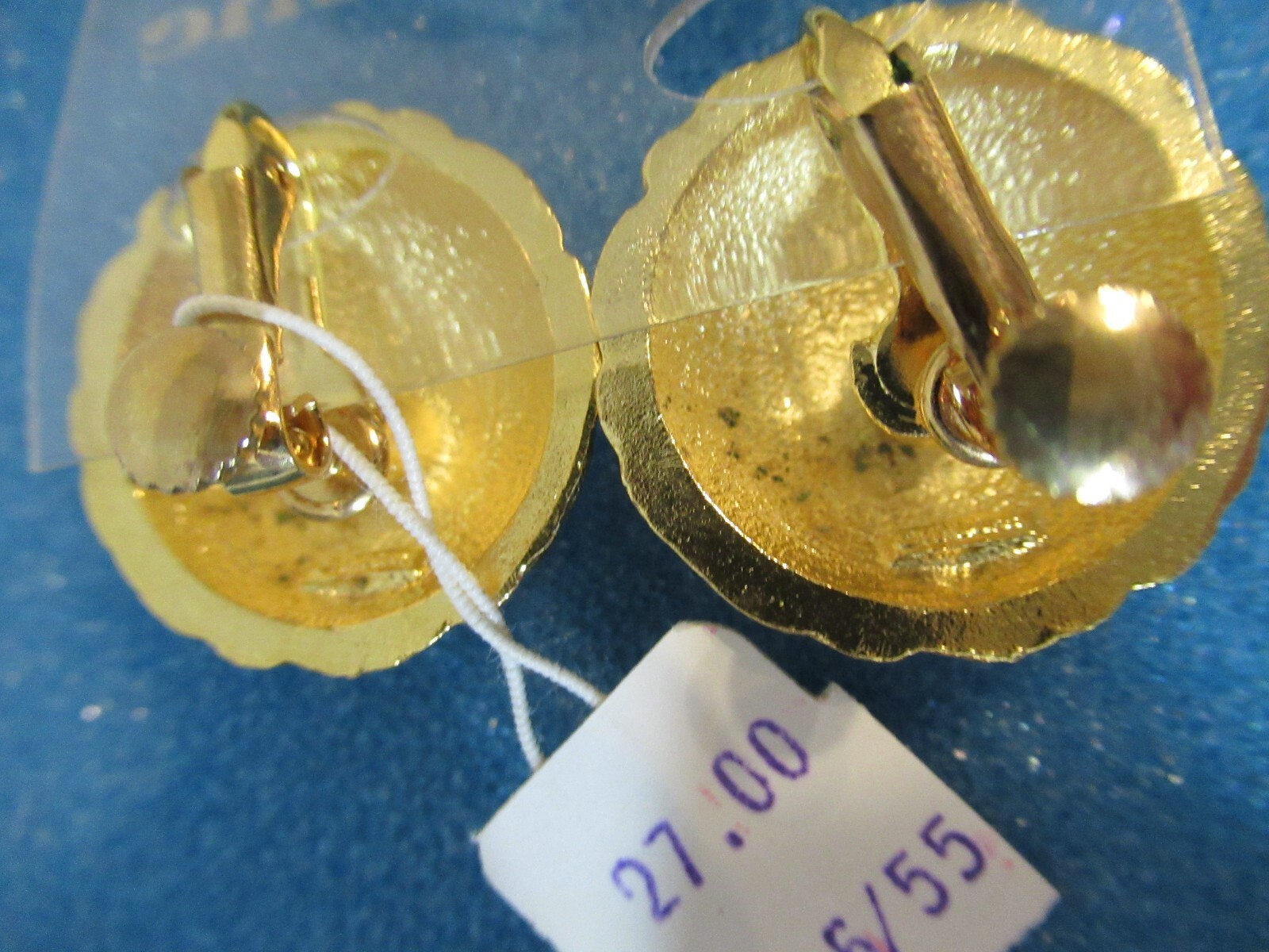 Vintage Vendome Gold Tone Round Spiral Earrings Signed Adjustable Clip on NOS