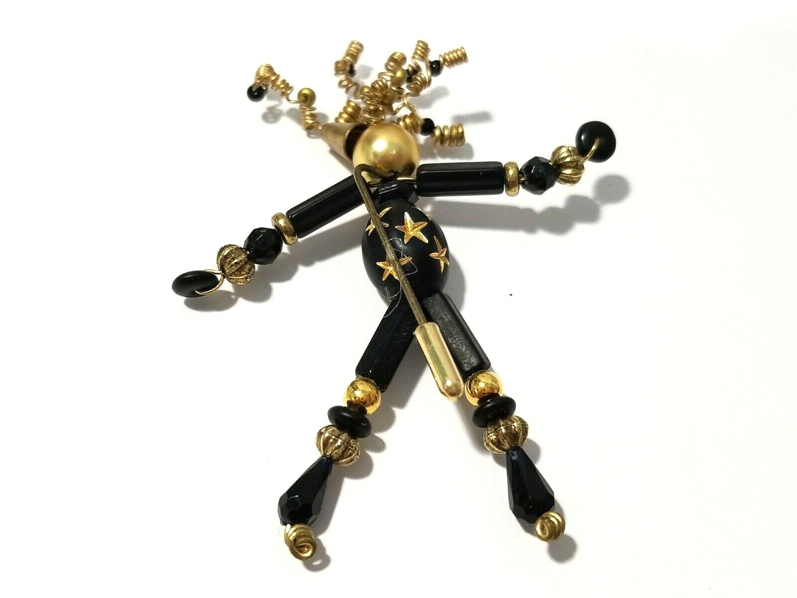 Hand Crafted Person Stick Pin Beaded Articulated Cute