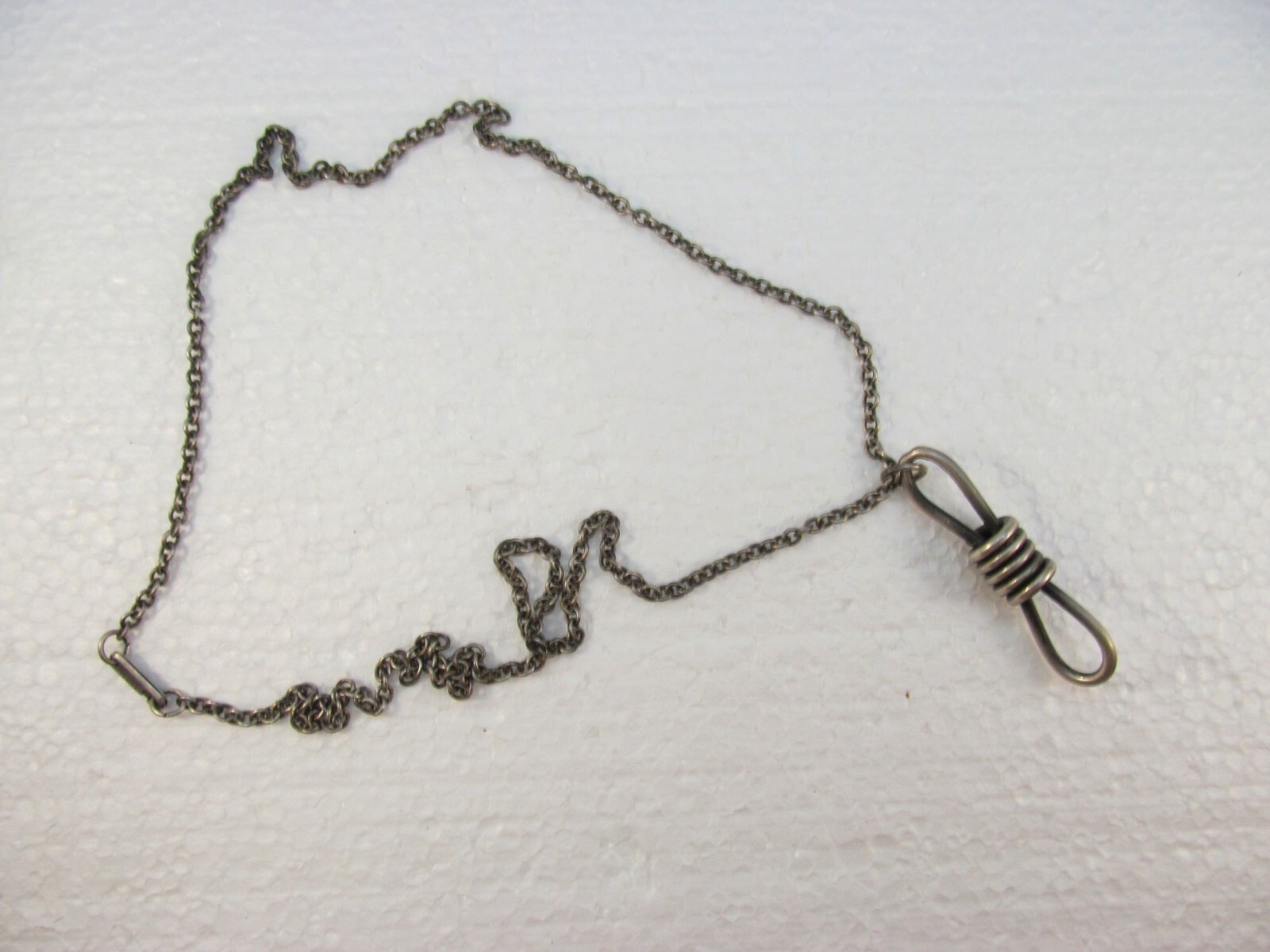 Unisex Vintage Pewter Knotted Rope Pendant Necklace