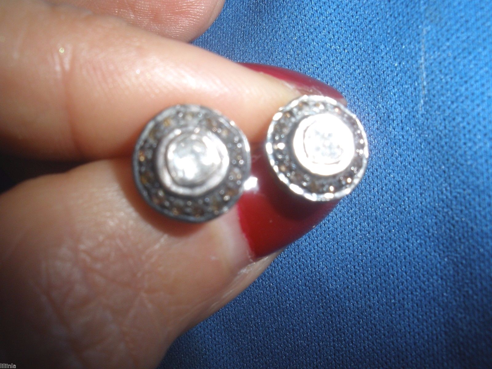 RADIANT GENUINE REAL 1 CT ROSE CUT DIAMOND ANTIQUE STUD 14K EARRINGS