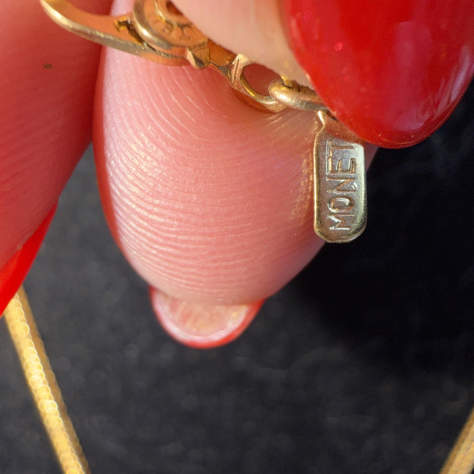 Vintage Monet Gold Y Lariat Enamel Necklace