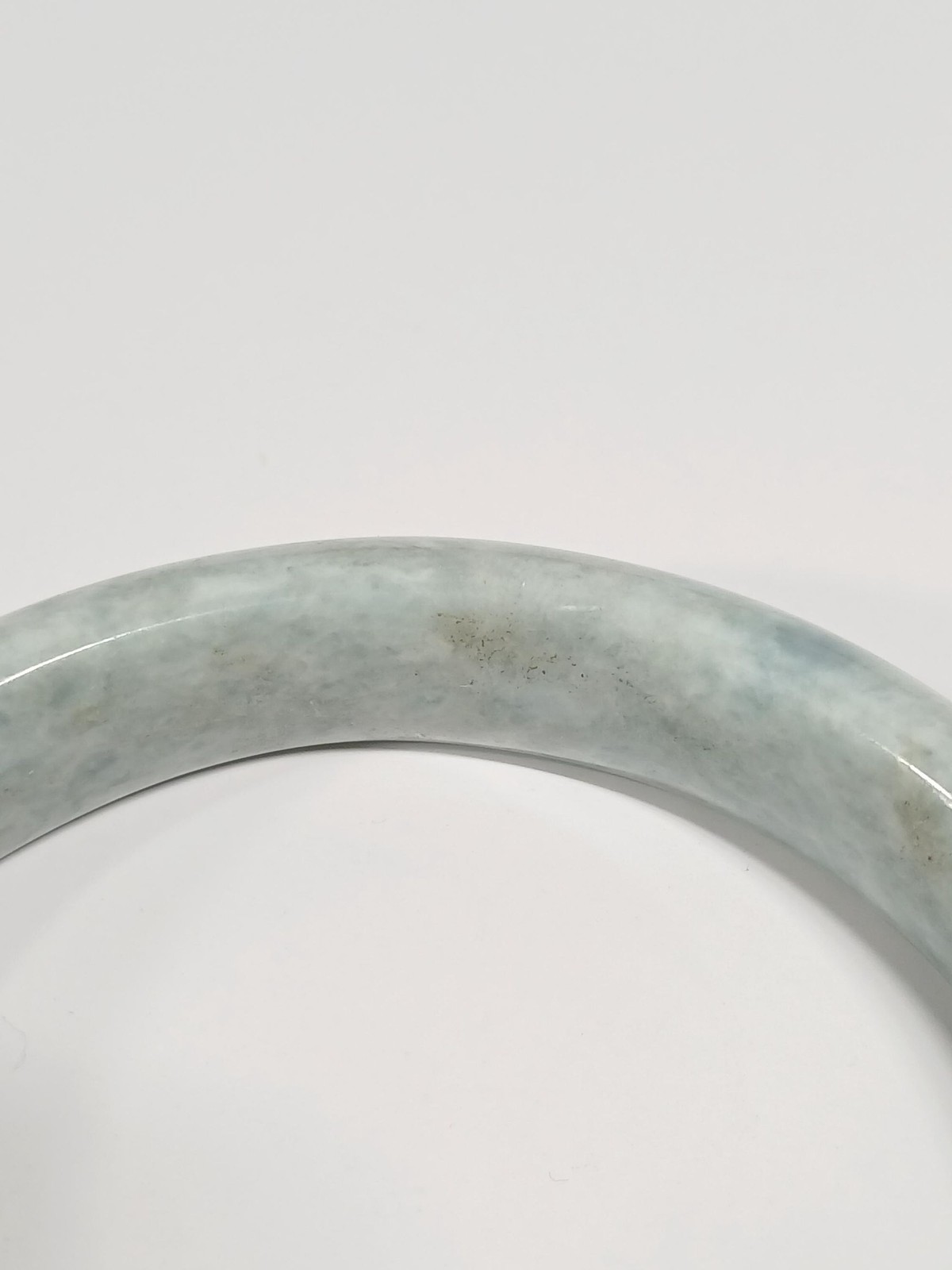 Pale Green Blue Jadeite Bracelet with Brown Inclusions 67mm