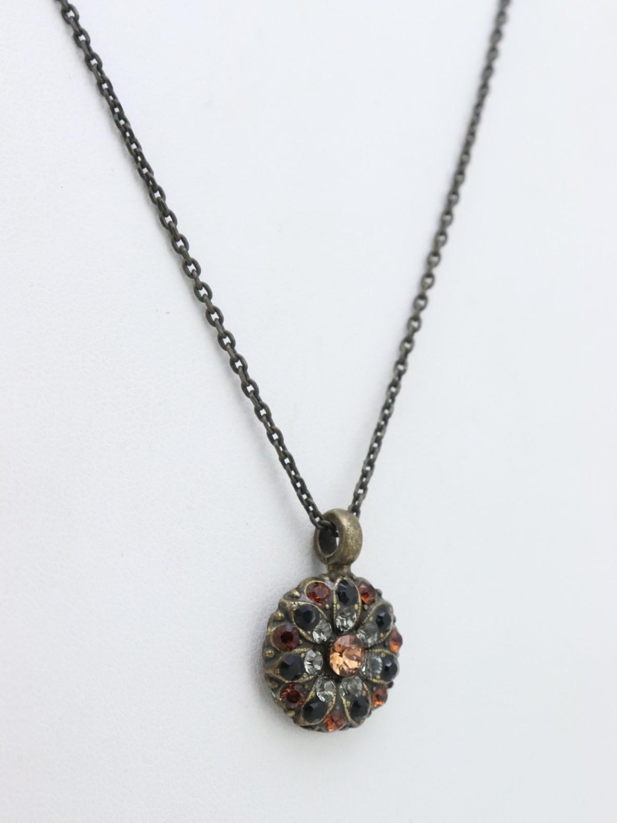 MARIANA Crystal Rhinestone Cherub Guardian Angel Pendant Necklace Orange Black