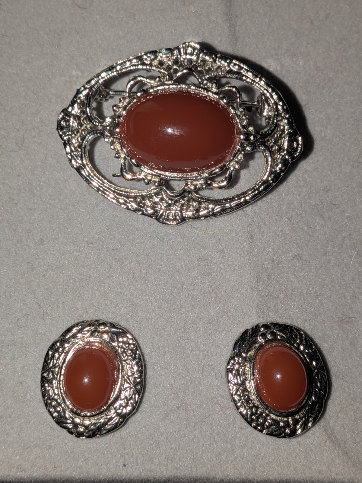 Tacoa Vintage Art Deco-style sterling silver brooch and earrings Sets