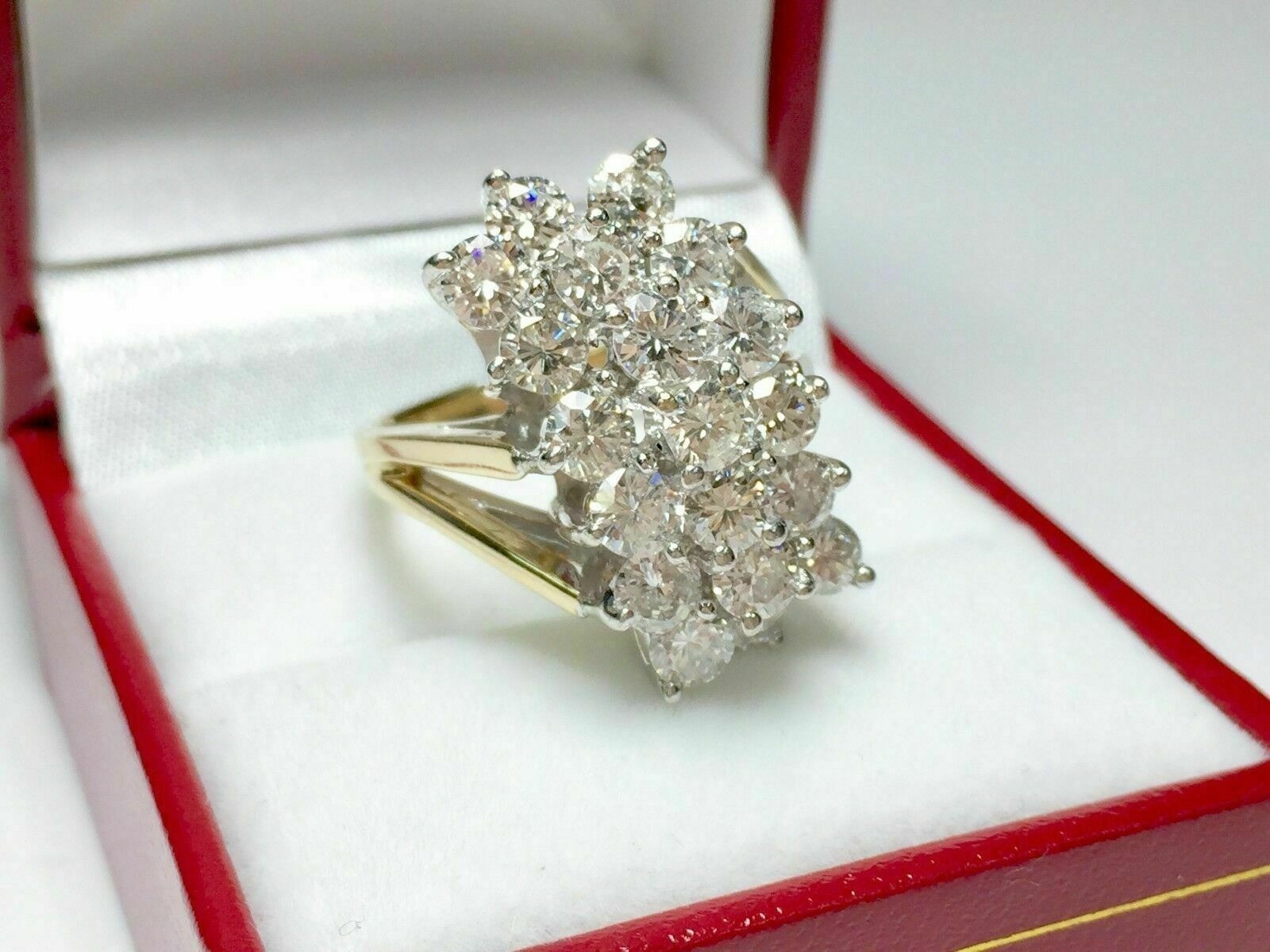 4.10 Ct White Diamond Art Deco Vintage Engagement Ring 14K Yellow Gold FN