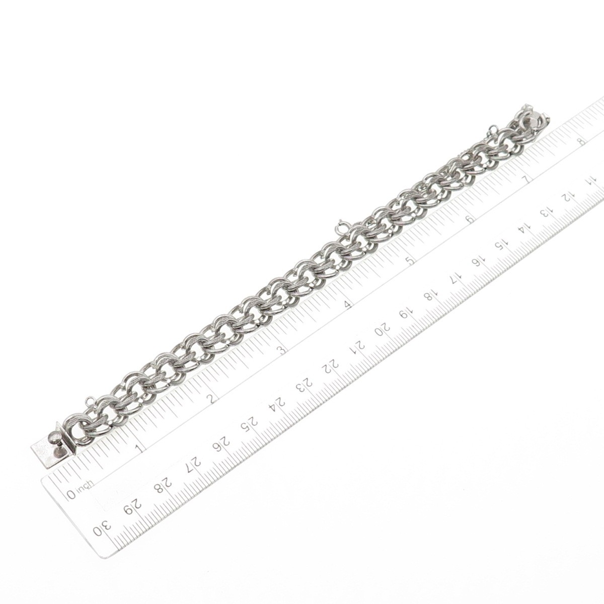 A&Z HAYWARD 925 Sterling Silver Antique Art Deco Double Rolo Link Bracelet 7″