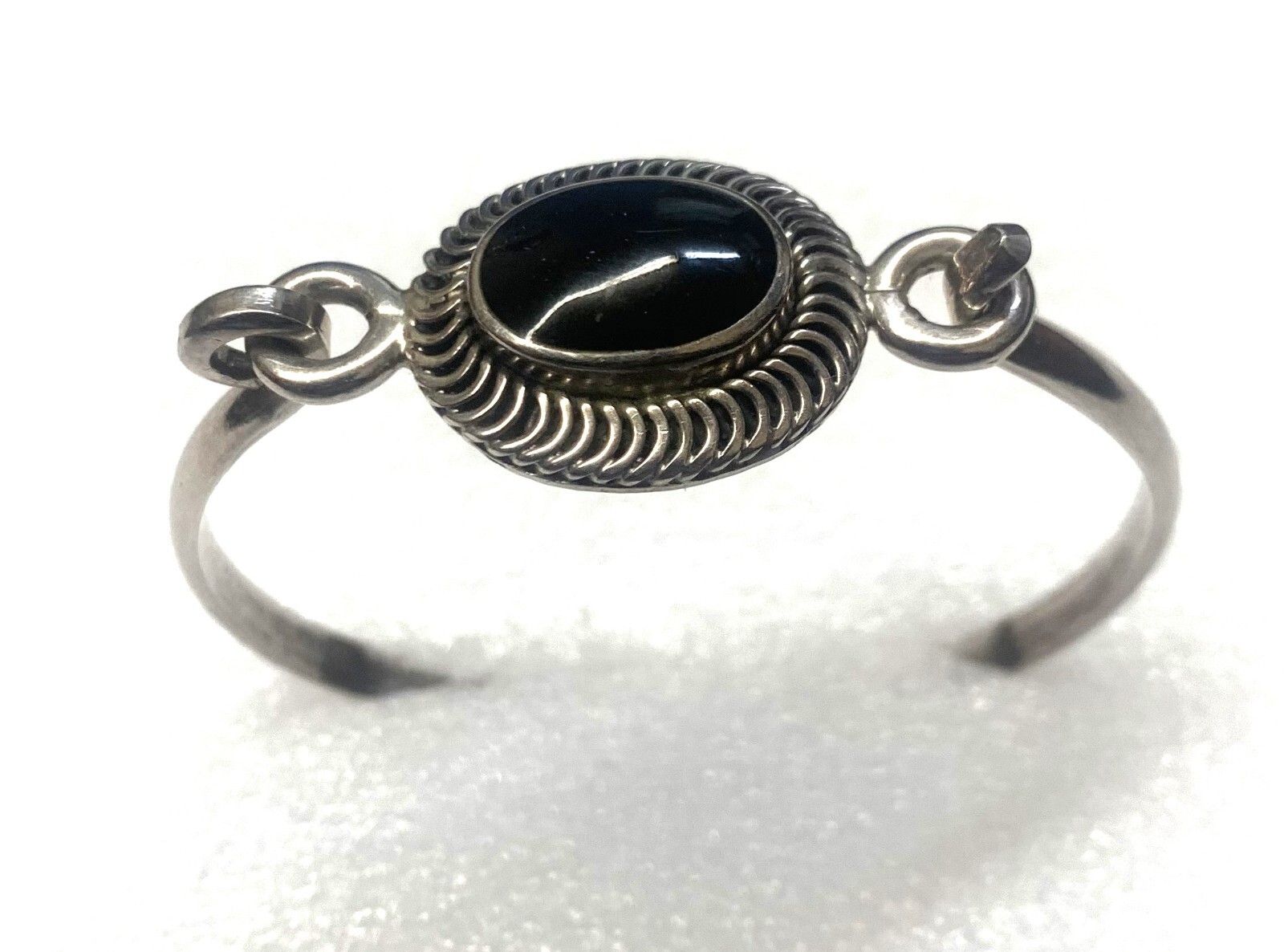 Onyx and Sterling Bracelet is 2 1/4″ Stone is 5/8 x 7/16″
