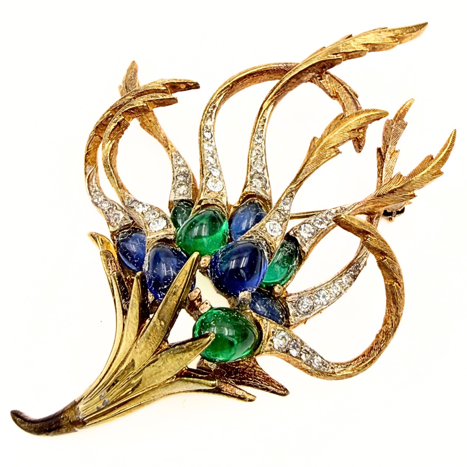 Rare Marcel Boucher Limited Edition Gripoix Cabochon Pave Rhinestone Brooch Pin