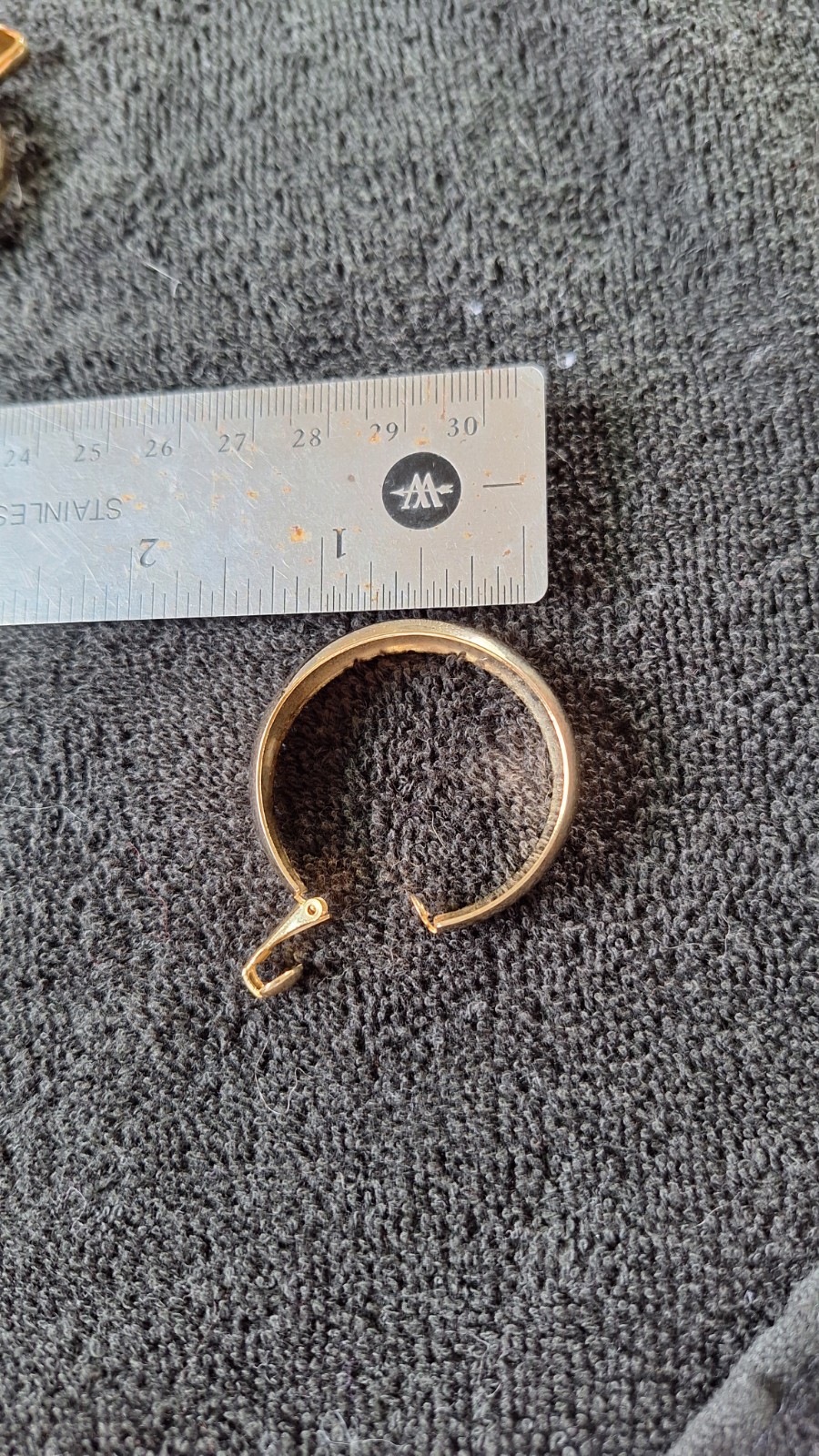 Vintage Hinge Clip on Gold Plate Metal – Wide Hoop Earrings