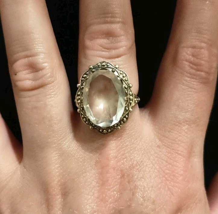 Vintage Gilt Silver Engagement Ring 875 soviet Women’s Jewelry