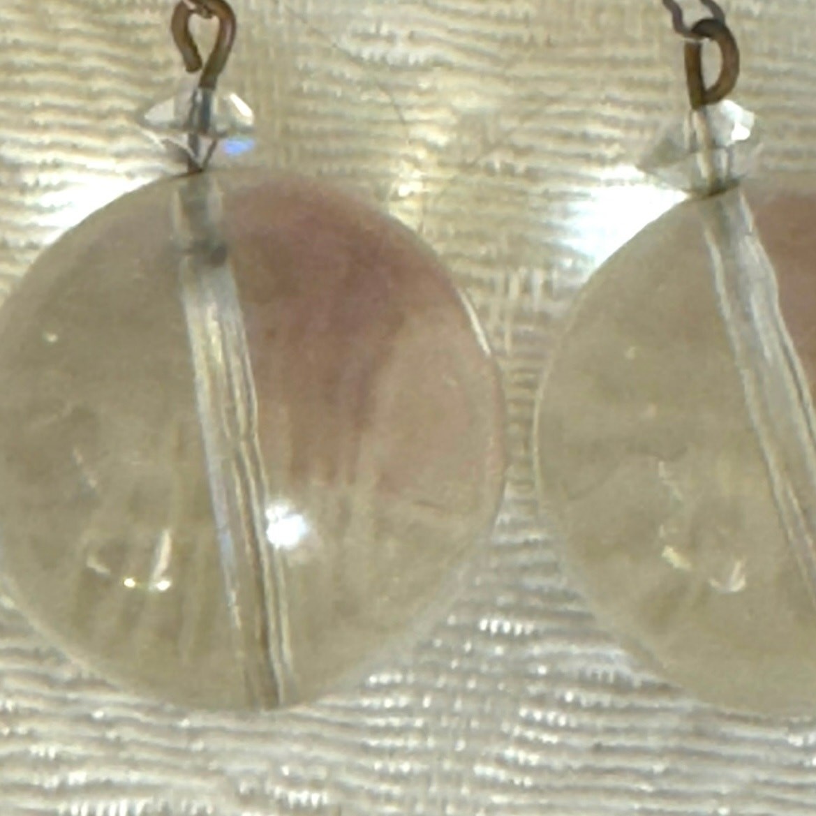 Antique Pools of Light Clip On Rock Crystal Ball Vintage Deco Swing Earrings
