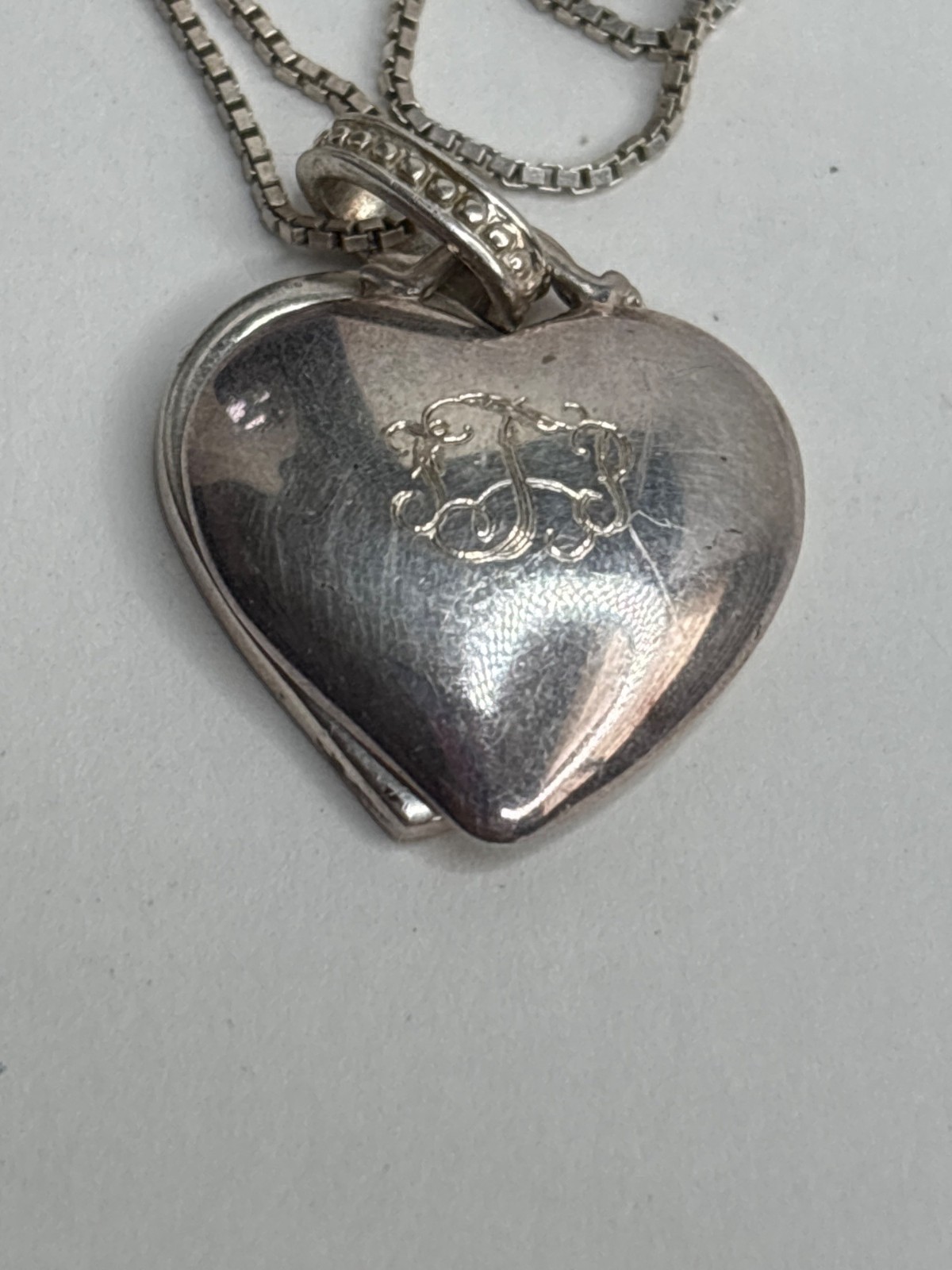 Vintage Sterling Silver Locket & Chain | Monogrammed | Original Photo | 6.45 g