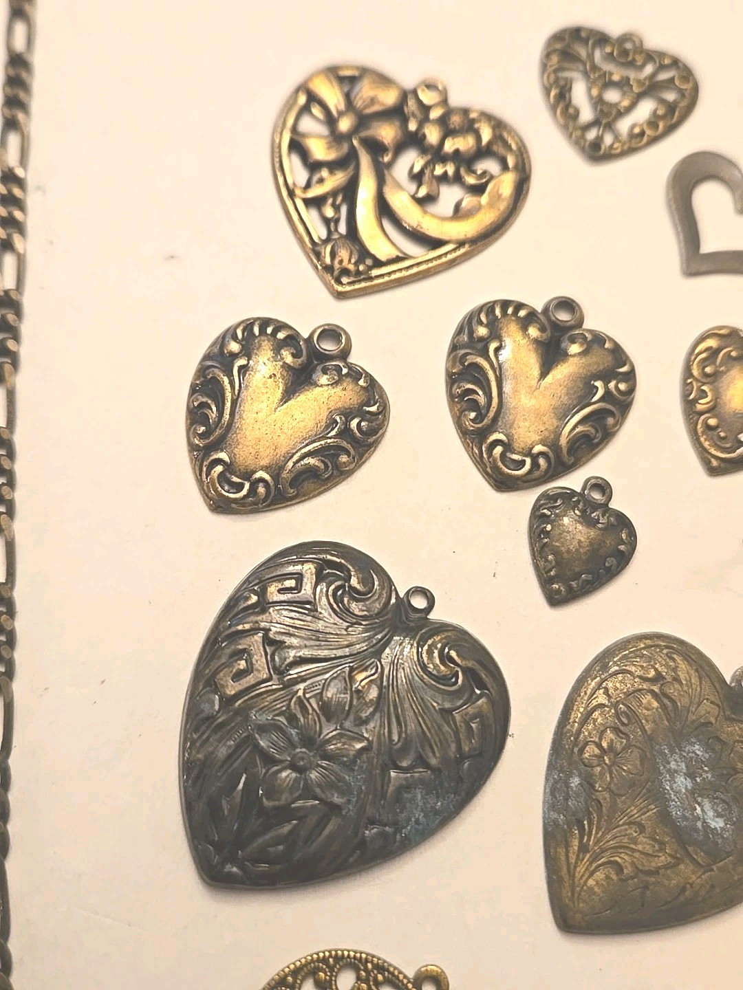 Vintage Cherub Heart Charm Lot Statement Necklace Victorian Revival Romantic