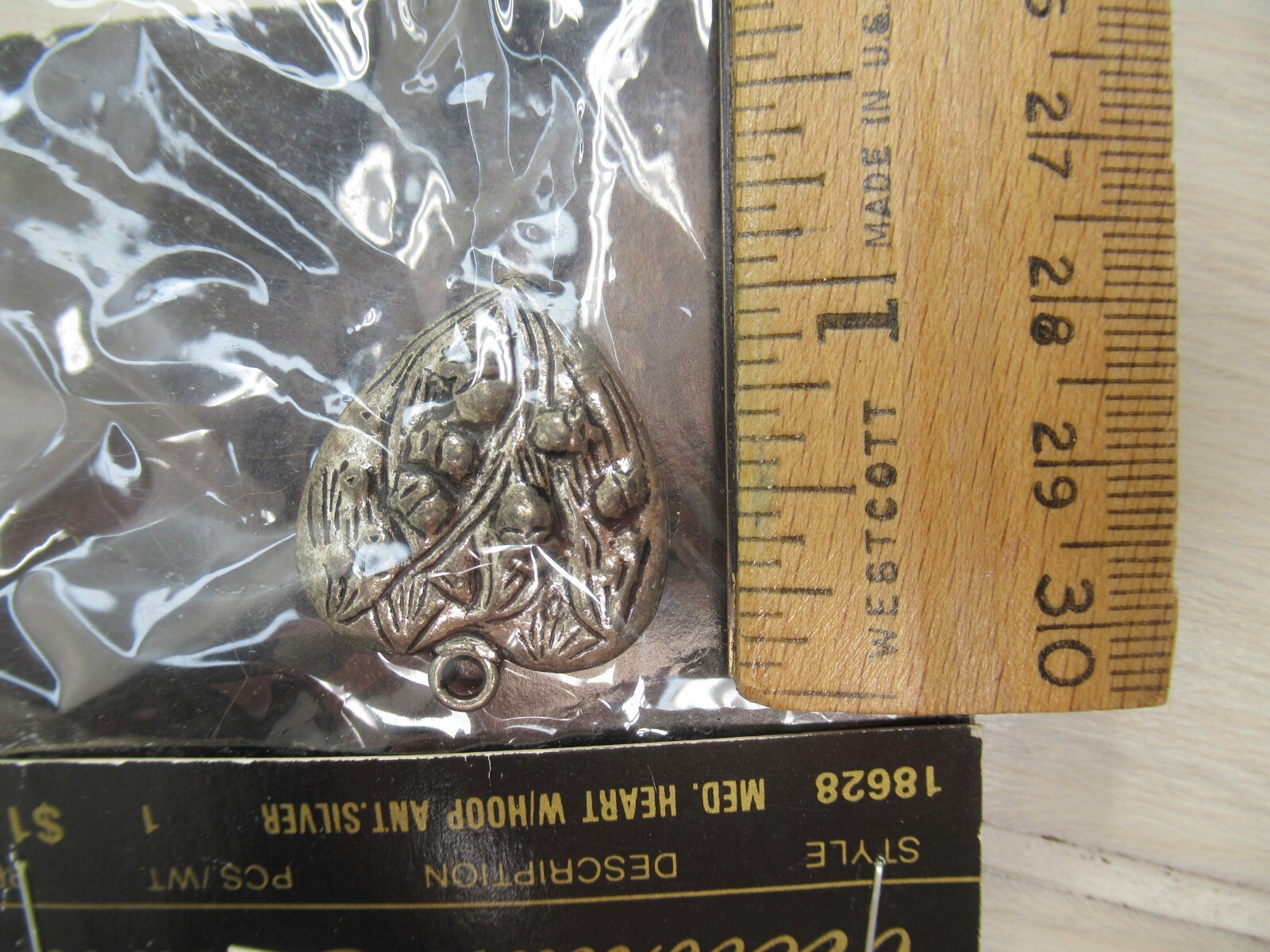 Western Crafts Victorian Hearts line silver tone heart charm sealed vintage