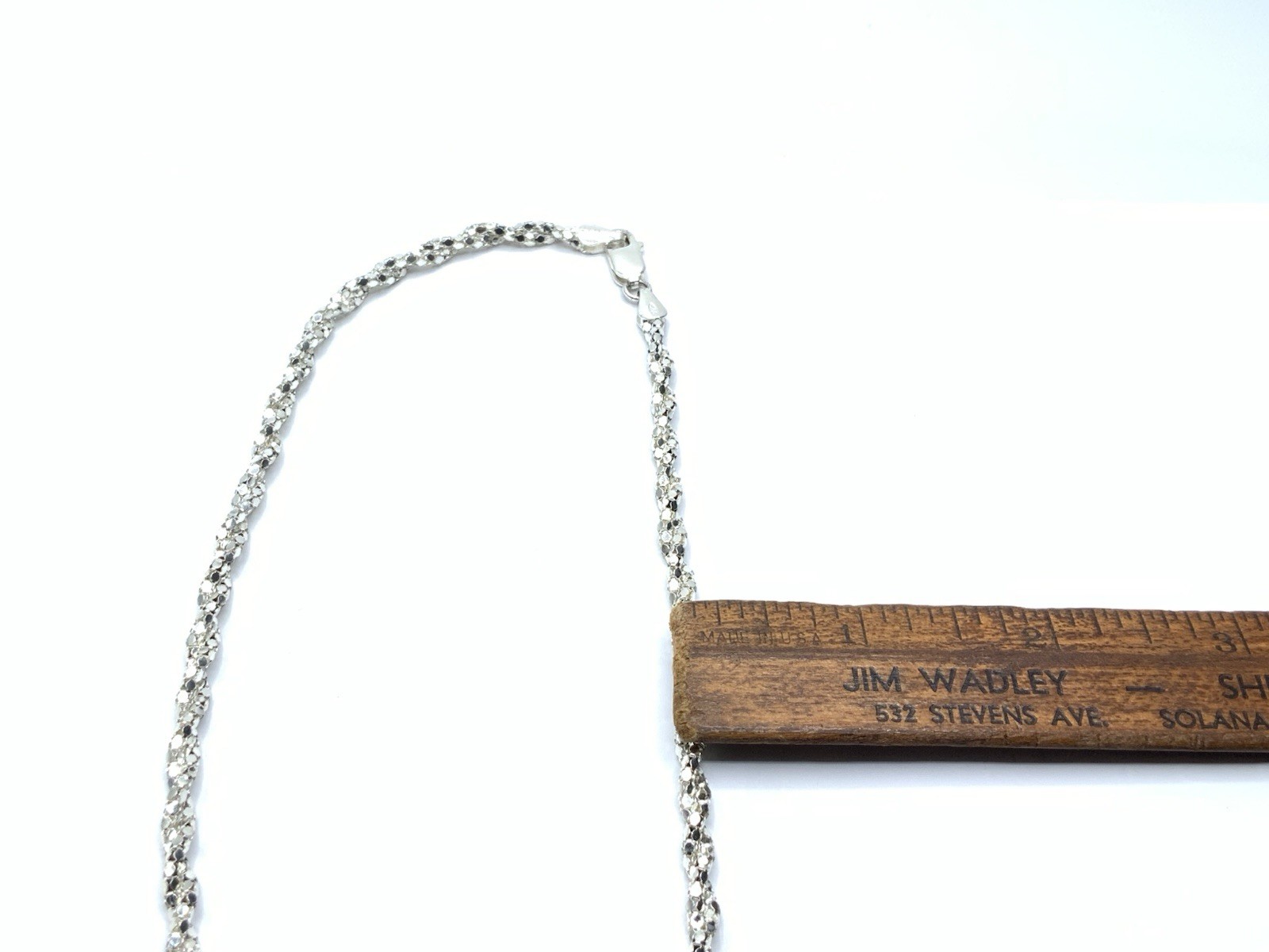 Sterling Silver Rhodium HAN ITALY 3.7 mm Popcorn Twist Chain 18” Necklace