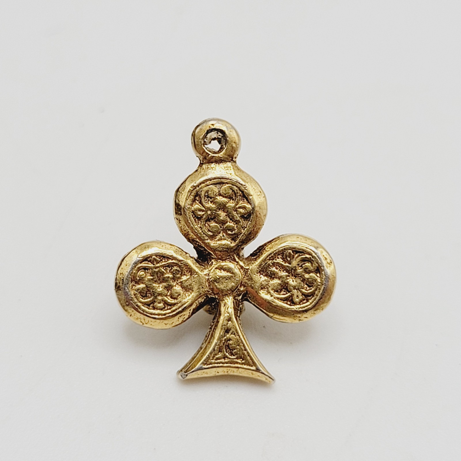 Clover Trefoil Shape Baroque Revival Vintage Gold Tone Faux Pearl Charm Pendant
