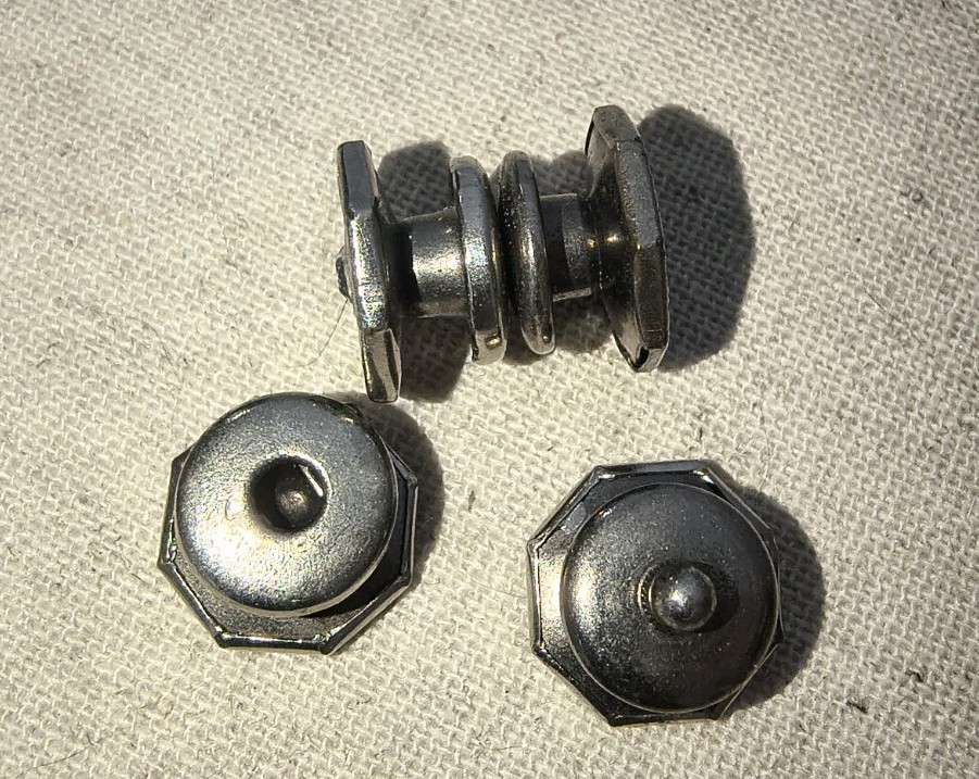 VTG 1930s Snap Link CUFFLINKS CELLULOID BRIGHT GREEN & Black Clear Rhinestone