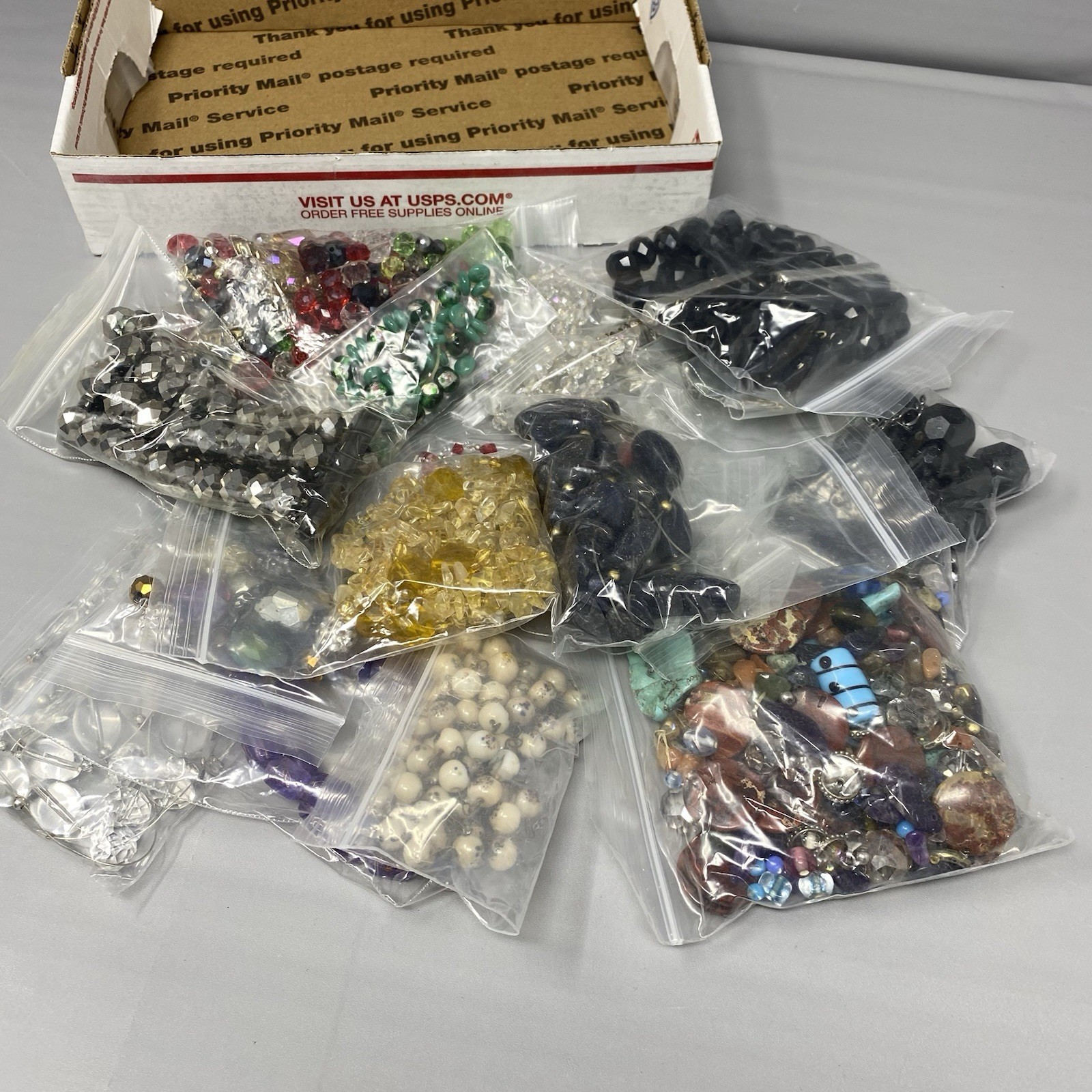 Glass & Stone Bead Jewelry Craft Repair Lot 2.9 lbs Multicolor Assorted Shapes