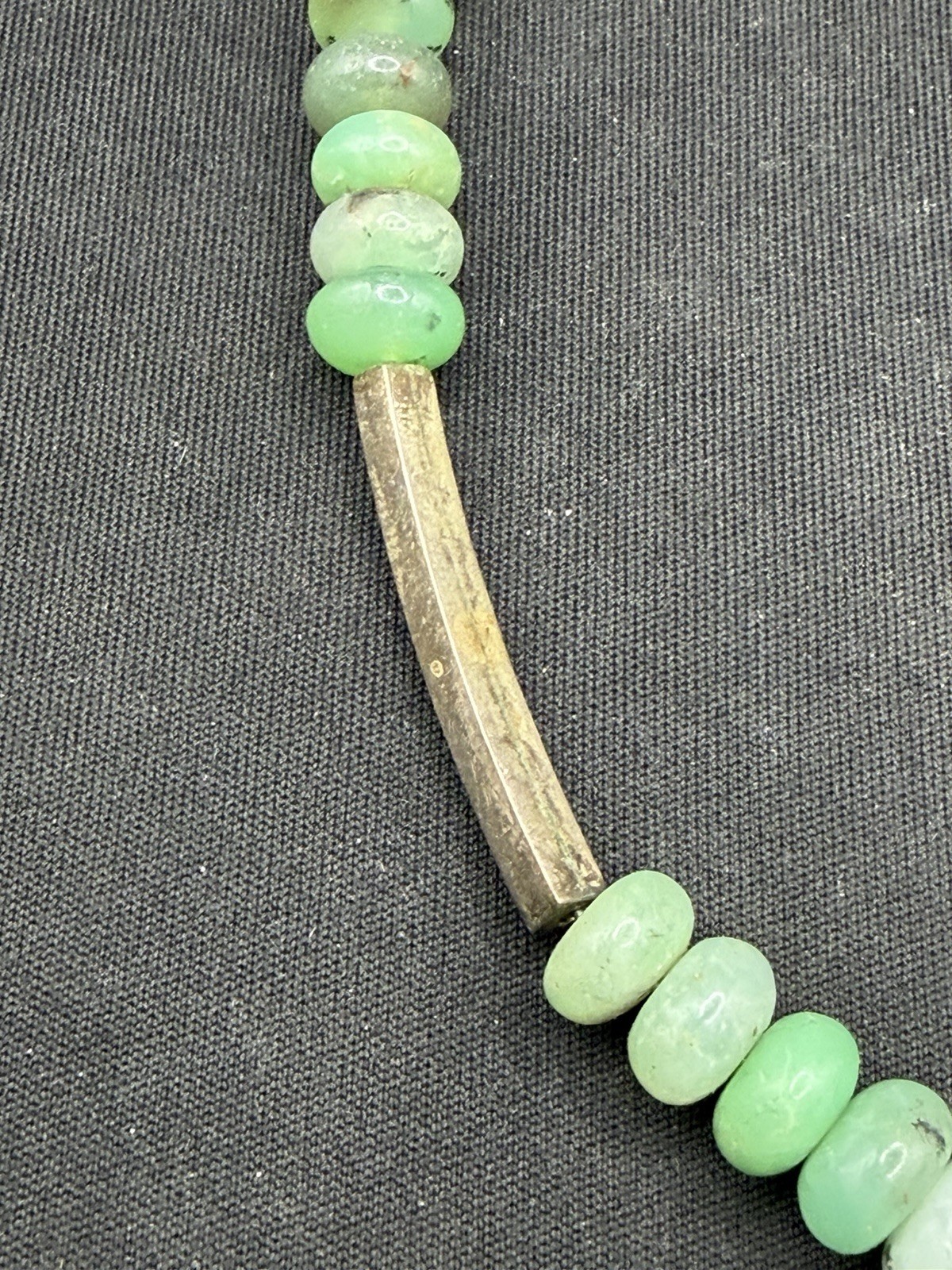 Vtg Jay King DTR Sterling Silver Green Bead Necklace Pendant 17-18 Inch Length