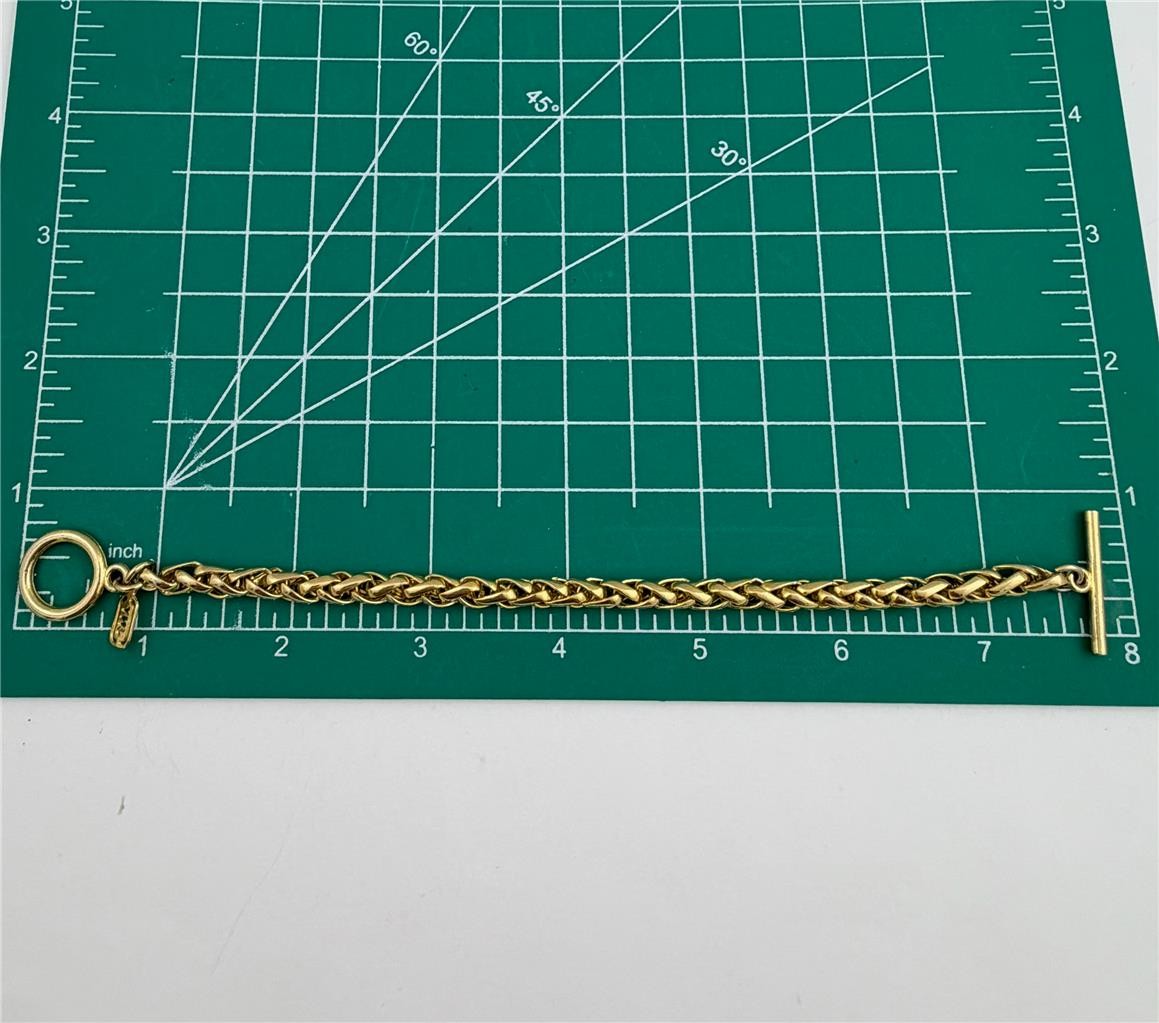 Vintage JNY Jones New York Gold Tone Wheat / Spiga Chain Toggle Clasp Bracelet