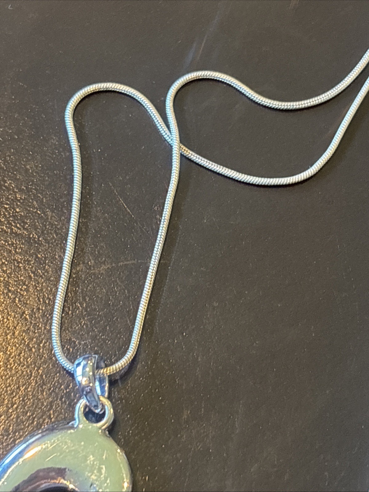Sterling Silver Chain Abalone Shell Heart Pendant Necklace Paua 24”