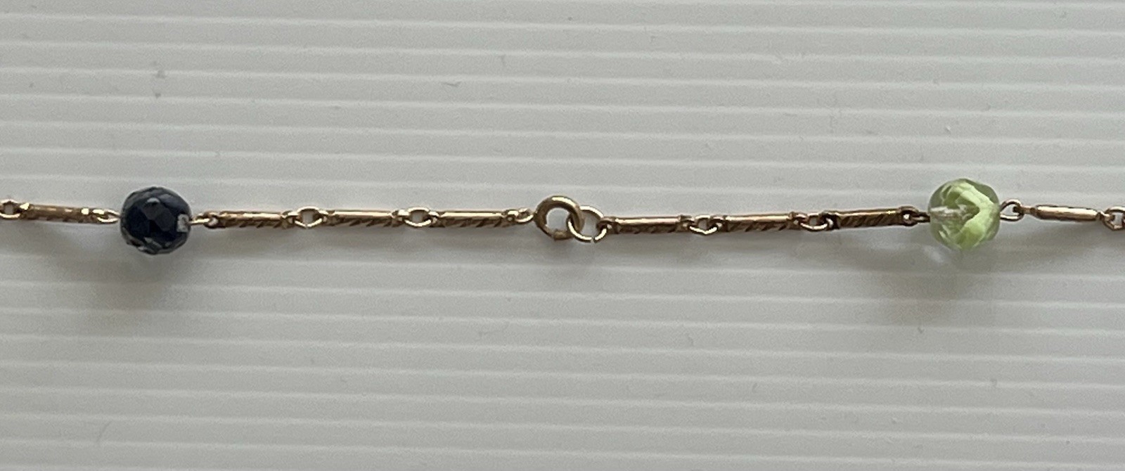 Vintage Gold Tone Textured Bar Link Chain 54” Long Multicolored Station Necklace