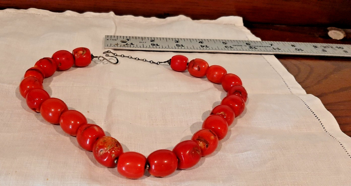 Vintage, Red Chunky Coral Necklace