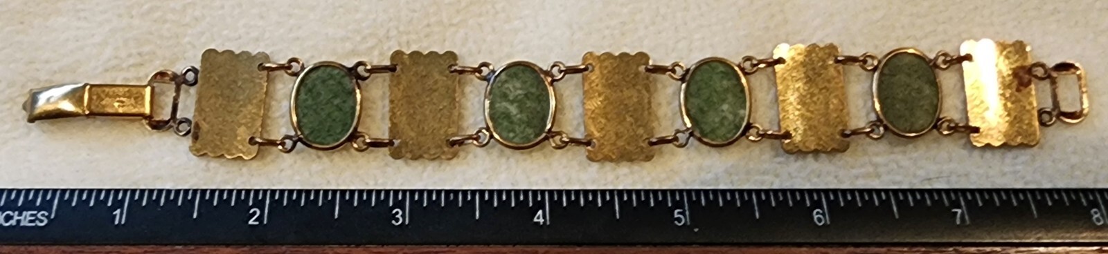 Jadeite & 1/20 12K Gold Filled 1934-1950’s Bracelet by Binder Brothers
