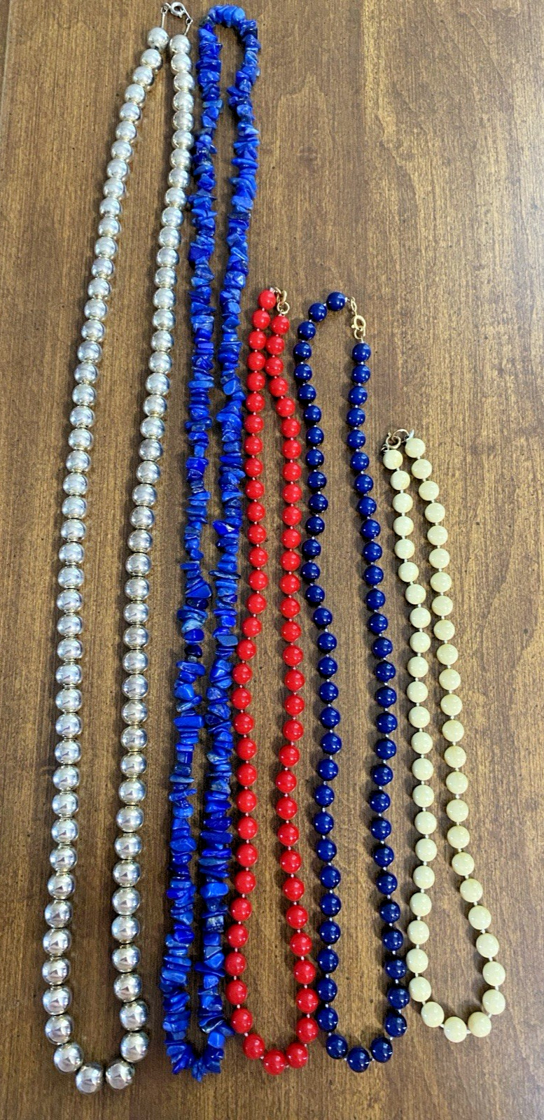 Vintage Lot of 5 Colorful Lot Necklaces. Variety of Styles, Materials, & Lengths