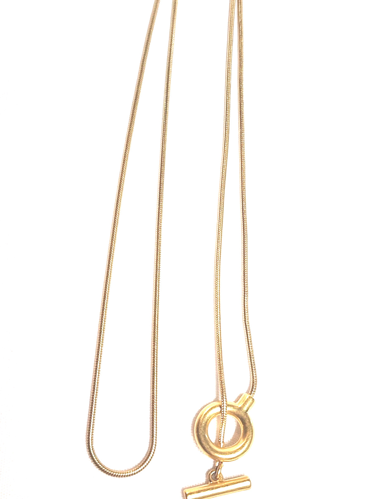 Matte Gold-Tone Snake Serpentine Chain Necklace Toggle Pendant Closure 27″ EUC