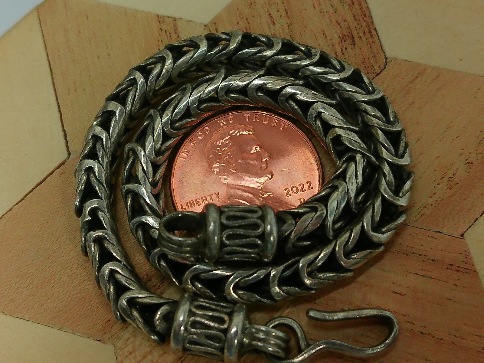Vtg Foxtail Wheat Braid Sterling Silver 4.6mm Wide Spiga Hook End Bracelet 8.5″