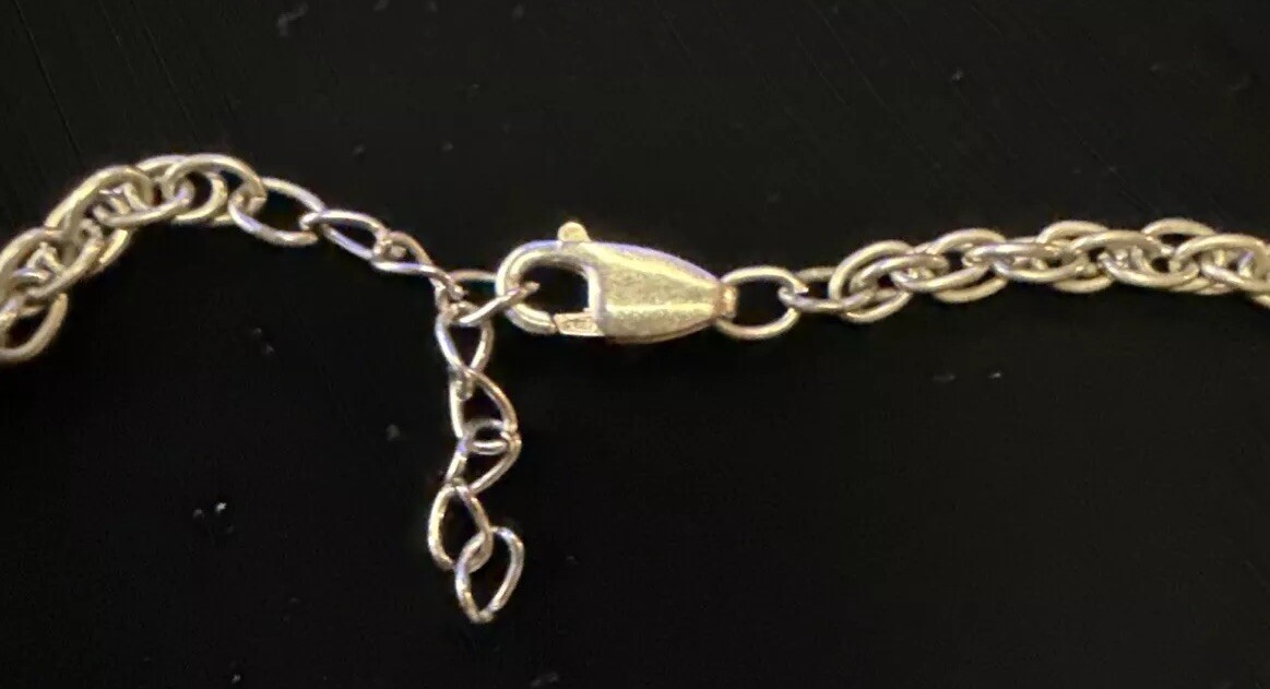 Vintage “RARE ” 925 Sterling Silver W/touch Gold 5 Knotted Rope Necklace 15.5