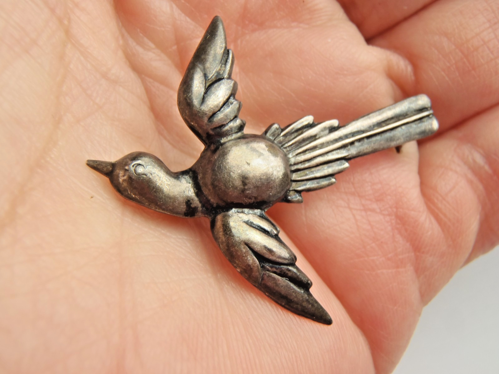 925 Sterling Silver Antique Art Deco Holy Spirit Pin Brooch