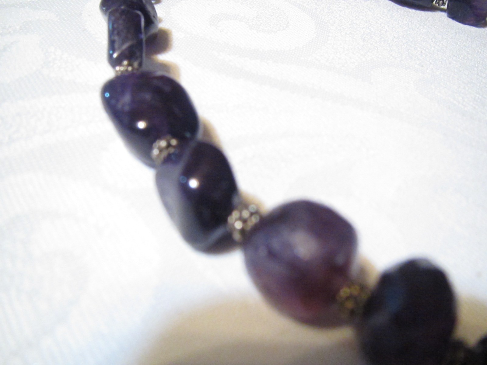 BEAUTIFUL 18″ VINTAGE ARTISAN STERLING SILVER CHUNKY AMETHYST BEAD NECKLACE