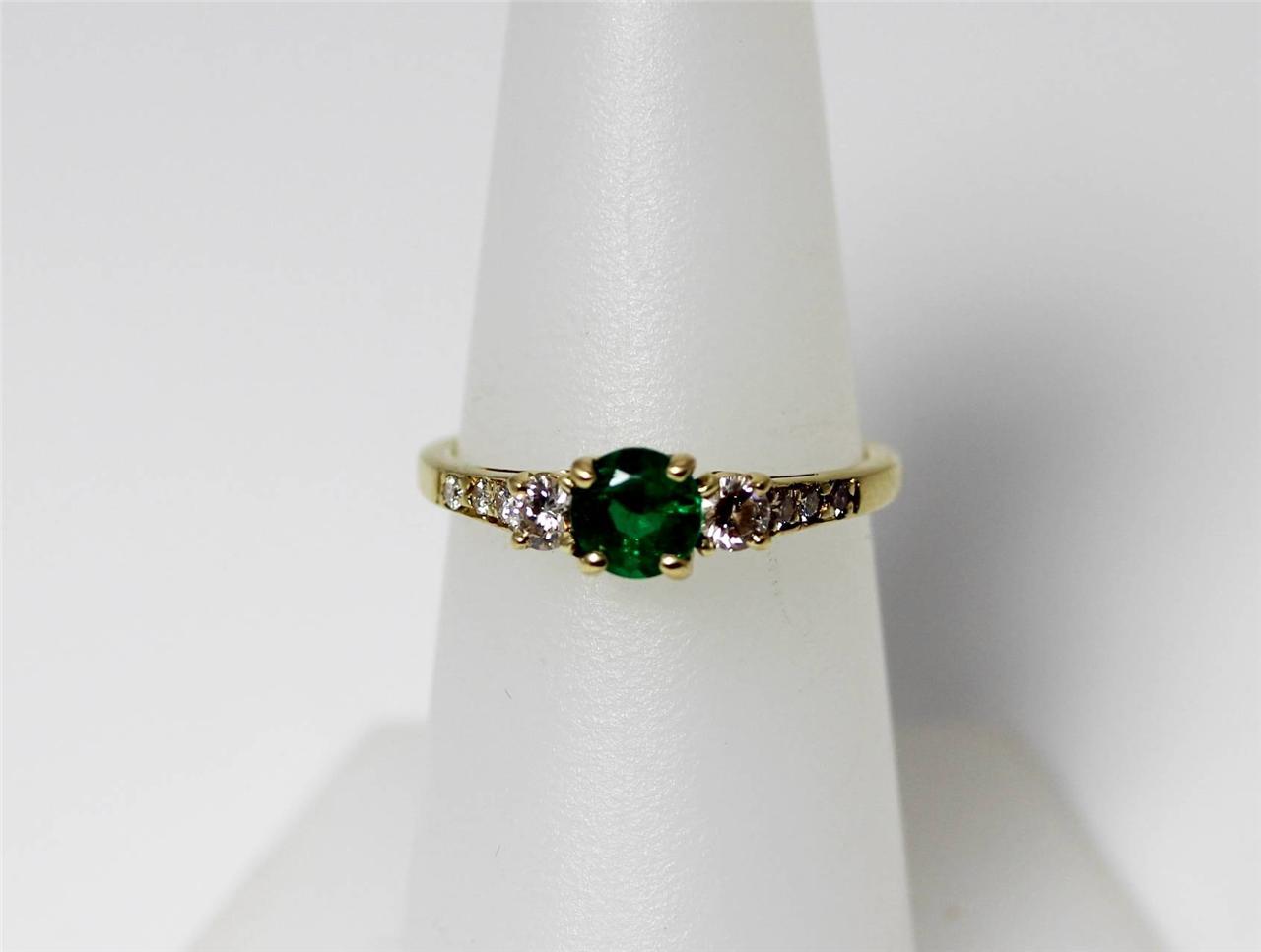 18K Yellow Gold 1/2ct Vivid Green Natural Emerald .35ctw Diamond Ring 6.5 – 5260