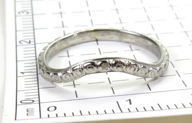 Antique Art Deco Wedding Band 18KW Ring Size 6 UK-L1/2 2.03MM Wide dtd 11/18/95