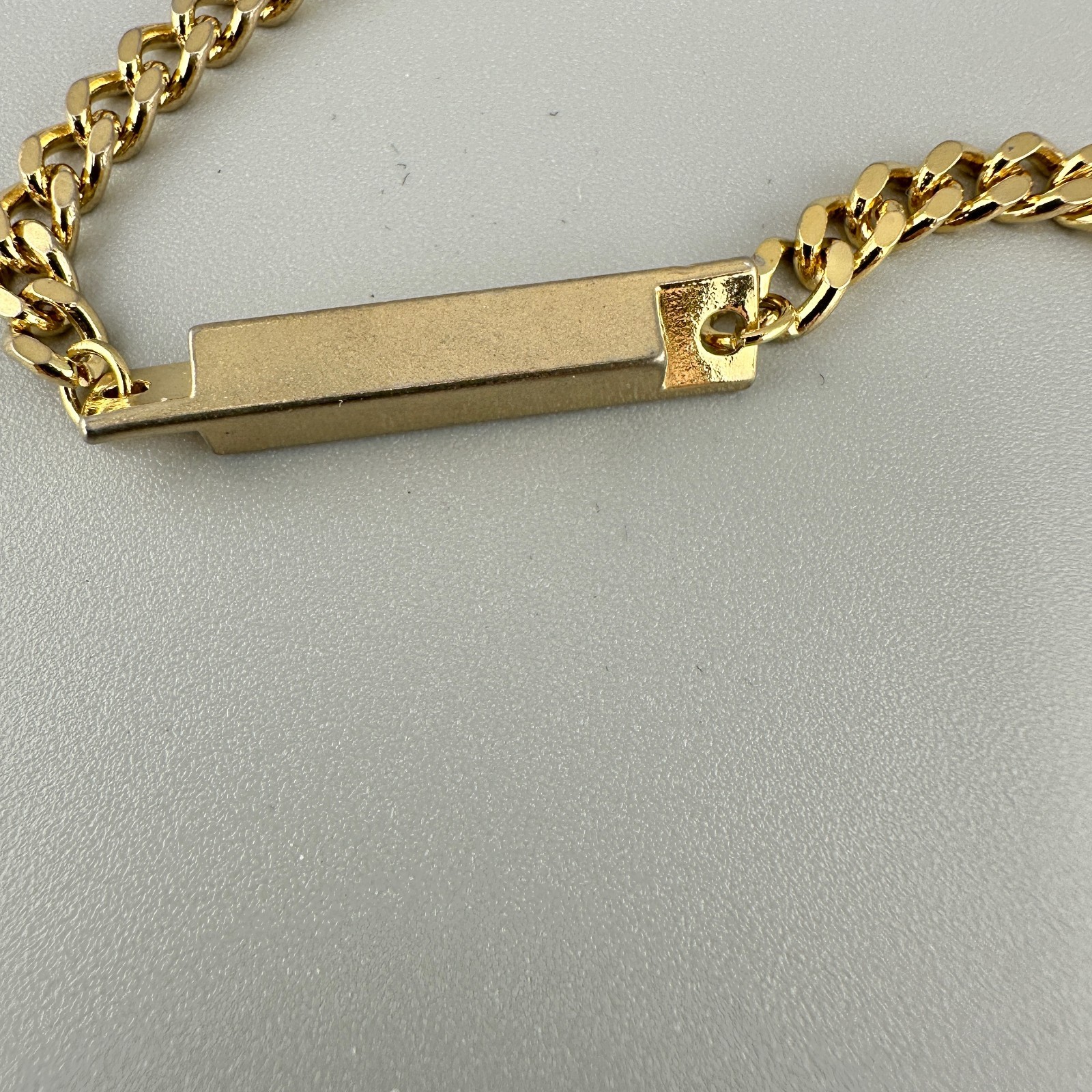 Vintage Chain Necklace Gold Tone Curb Bar Link 18″ Spring Ring Clasp 1990s Y2K