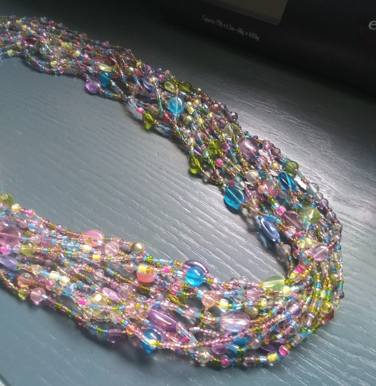 Vintage 80’s Joan Rivers Pastel Glass Multi Strand/Color Torsade Necklace. J1026